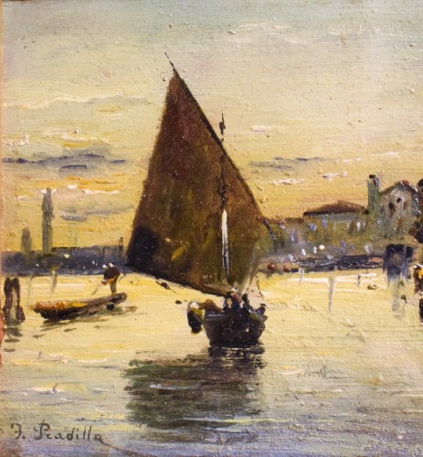 Tableaux et dessins Tableaux XIXe siècle - Francisco Pradilla Ortiz (1848-1921) - Venise, lever de soleil doré sur la Lagune